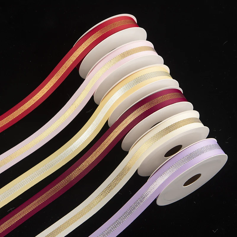 Wholesale 16mm*3Y New Glitter Grosgrain Edge Polyester Ribbon Double Face RIBBONS for Gift Box Packing