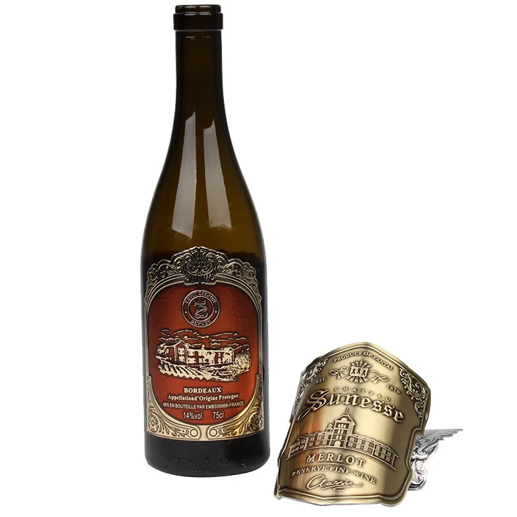 Factory Price Professional Aluminium Gold Foil Custom Logo Red Wine Label Printing