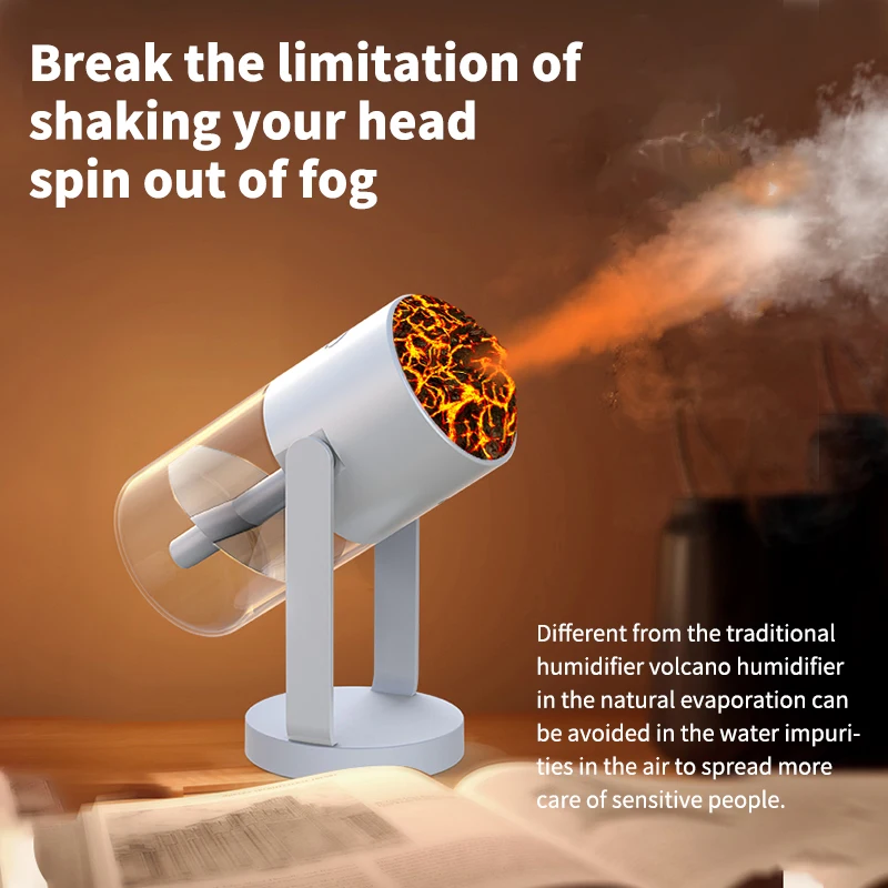 280ml New Adjustable rotating portable humidifier rotate Ultrasonic Mini USB Volcano Flame humidifiers with colorful light