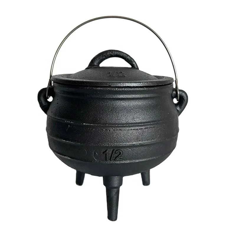 Small Stew Potjie Cooker Cast iron Cauldron Dish Serving Hot Cooking Pot 1200ml