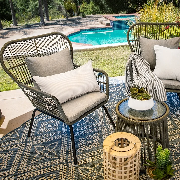 BFP Home Rattan Garden  Sofa Set Modern Style Furniture Coffee Shop Garden Chair Outdoor Patio Furniture Rattan Furniture