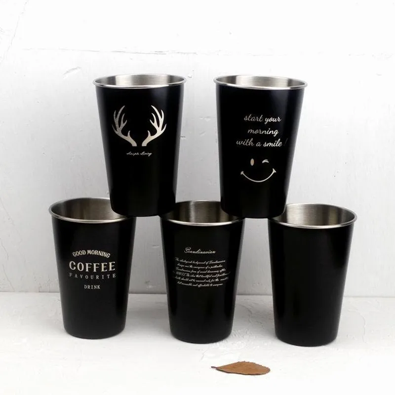 Northern Europe Style 304 Stainless Steel Spray Paint Beer Mugs Cold Water Drinks Cup