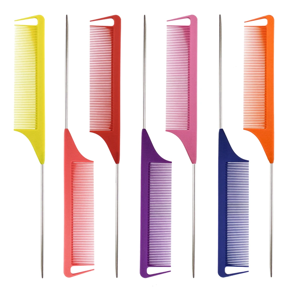 Kids Kinky Light Purple Lime Green Carbon Metal Precision Parting Hair Braid Combs Part Custom With Removable Parts With Logo