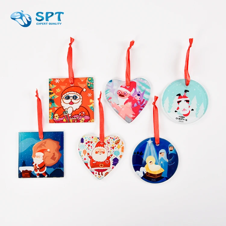 Well-selling ornament 2021 christmas sublimation round imprint ornament personalized customise
