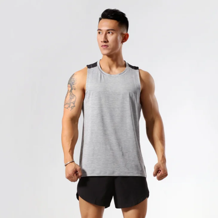 Men Gym soft fabric with strip tank tops Wholesales cheap quick dry vest New design Customs logo tops