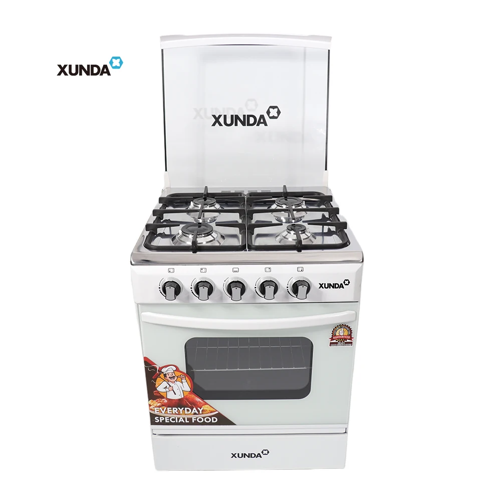 Xunda Multifunctional Gas Type Free Standing Range Oven 4 Burners Gas Stove Cooker With Electric Baking Oven For Kitchen