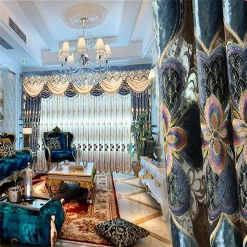 Jacquard Fabric Curtain for Door Fancy Swag 100% Polyester Living Room Accept Customized Curtain Designs Wave Curtain All-season