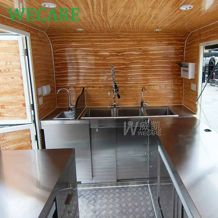 Wecare BBQ Concession Trailer Fully Equipped Mobile Coffee Bar Shop Fast Food Trailer Food Truck Manufacturer with Full Kitchen