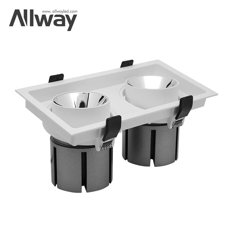 High Power Small Size Adjustable Easy Install Recessed School Hospital 2*30W LED Grille Lamp