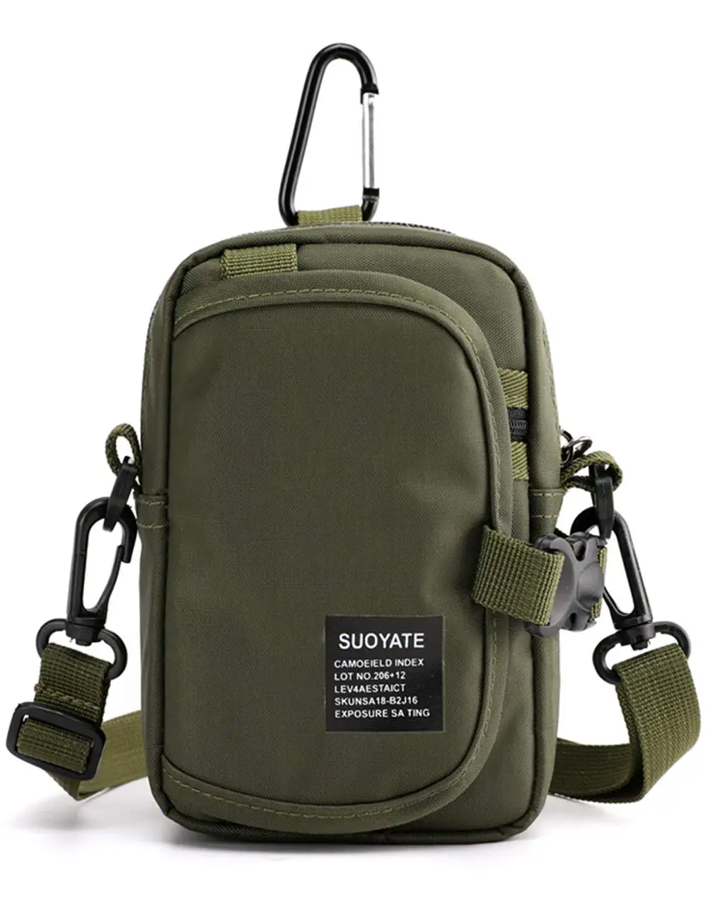 Unisex Nylon Multifunction Carabiner Outdoor Tactical Waist Belt Bag Crossbody Gadget Pocket One Shoulder Pouch Cell Phone