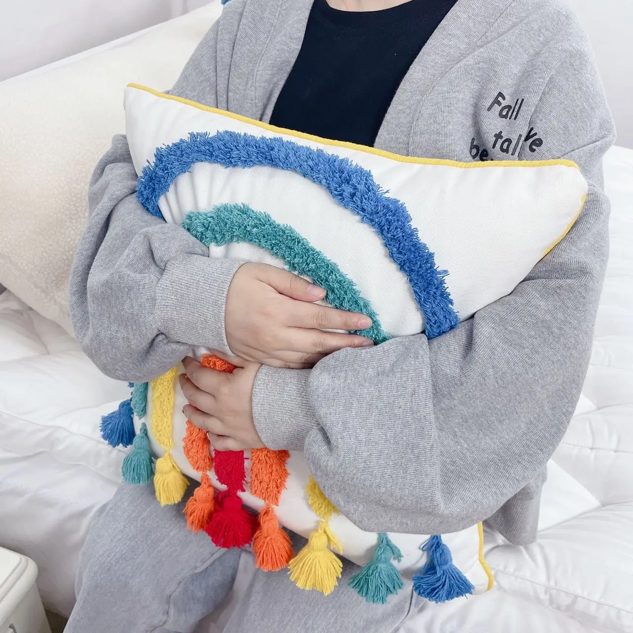 Luxury Home Decor Couch Sofa Bedroom Boho Cushion Cover Cotton tassels linen fringe pillow cover