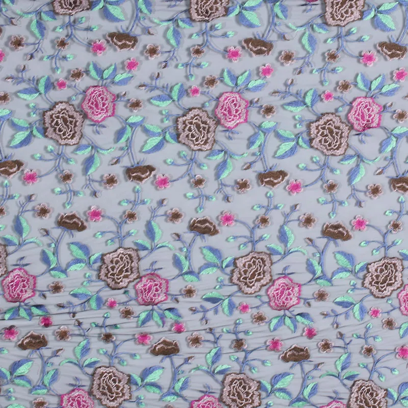 Spot Multi-Color Vintage Large Peony Embroidery Fabric Cheongsam Fashion Dress Home Textile Accessories Mesh Embroidery Cloth