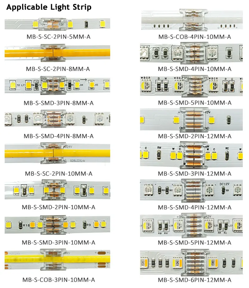 10mm 4pin Rgbw Led Strip Free Welding Connector 5pin Led Strip Connector 4pin Led Strip Straight Connector