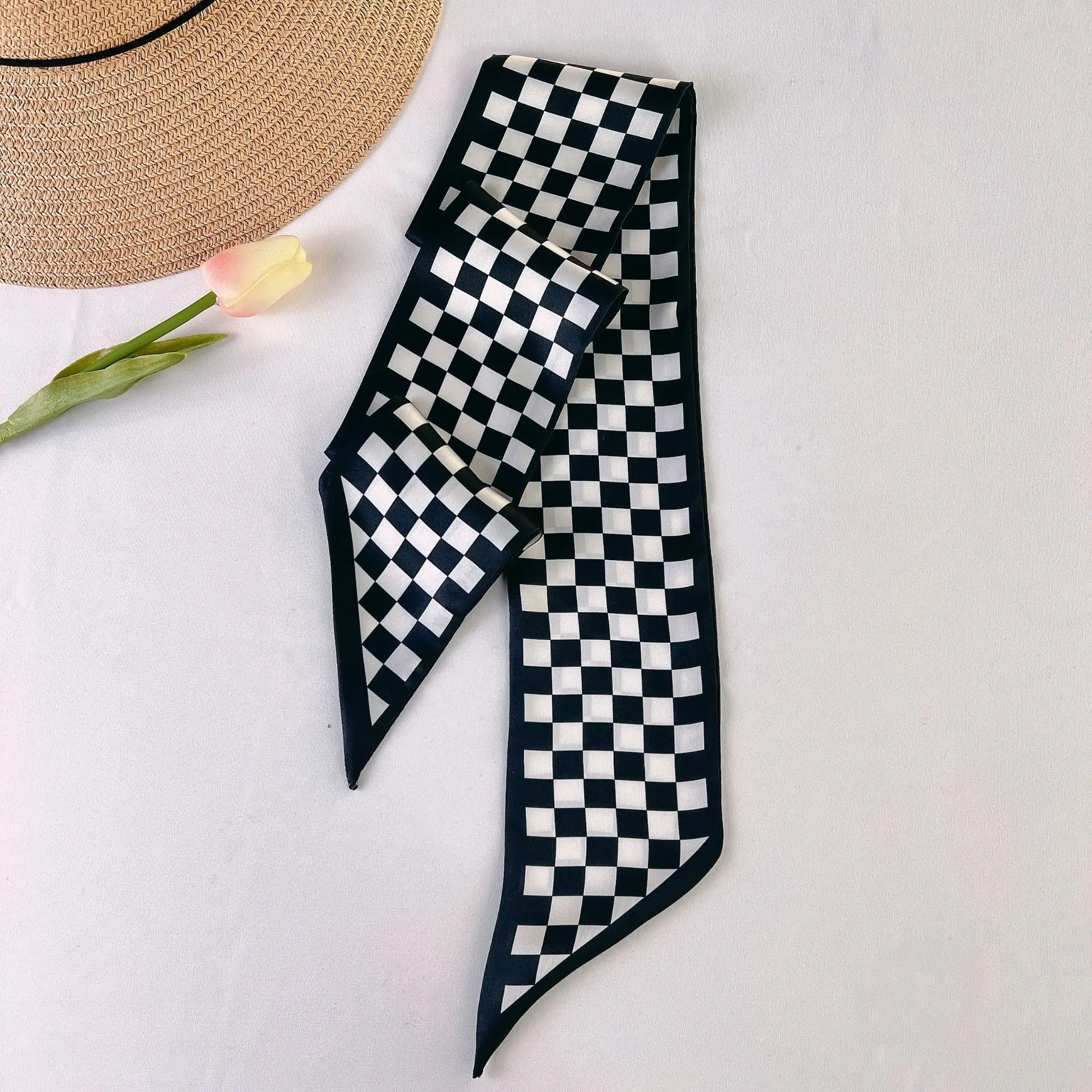 Korean Ins Popular Spring Small Scarf Ribbon Hair Scrunchies Hair Ties Hairband