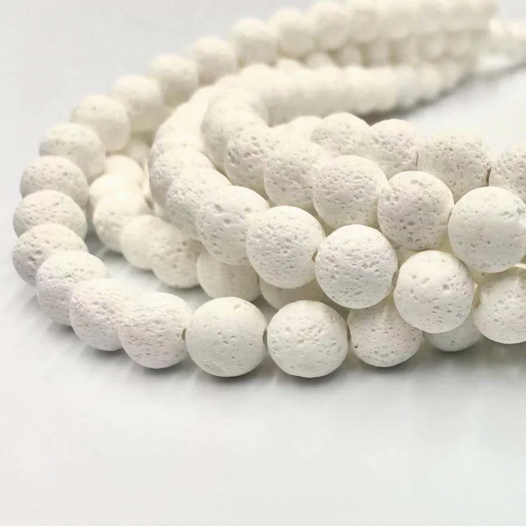 white yellowl Lava Stone 8mm/10mm/12mm/14mm High Quality Loose Smooth Round Bead Strand  Lava