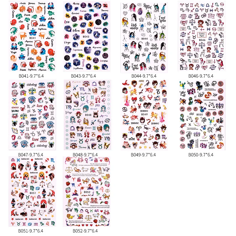 6pcs 12pcs Mexico Flag Styles Manicure DIY Nail Constellation Charms Nail Art Stickers