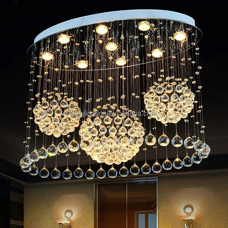 Nordic hotel decorative spherical pendant lamps crystal ceiling lights for living room