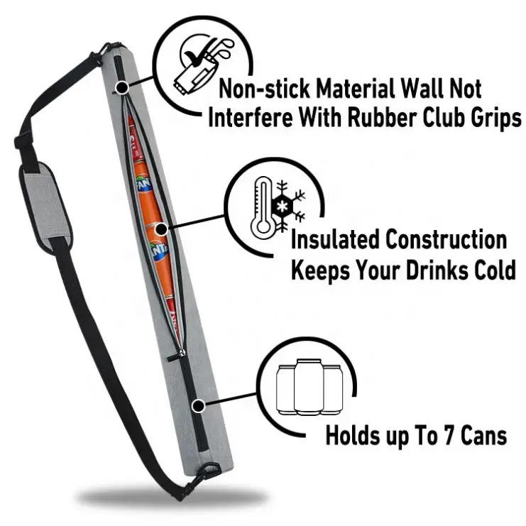 Long Shape Beer 7 Can Holder Insulated Cooler Sleeve Men Hiking Travel Outdoor Shoulder Strap Sling Golf Cooler Bag