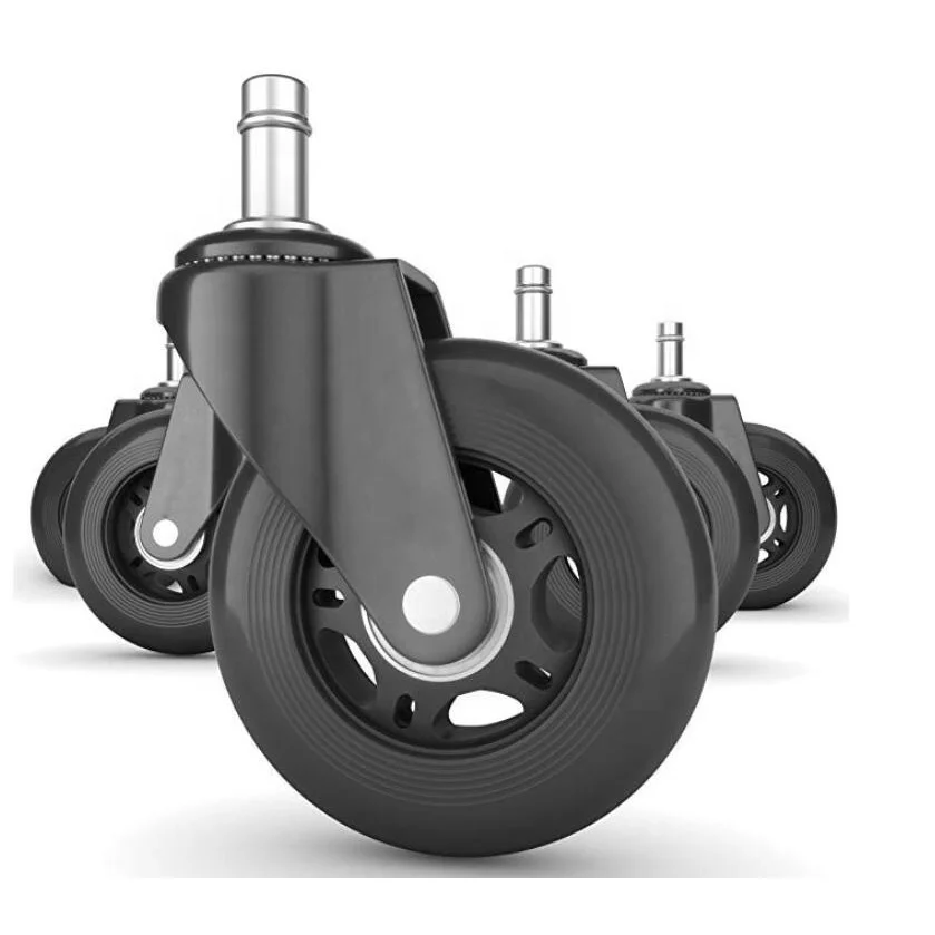 5 pcs rollerblade office chair castor black transparent caster wheels 75x21 set