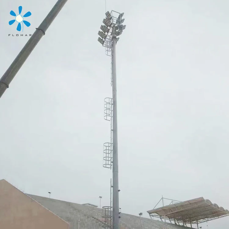 Galvanized 15m Octagonal Steel High Mast Flood Lighting Pole Factory Price