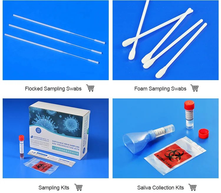 Sterile Nasopharyngeal swab cells specimen collection nylon flocked swab