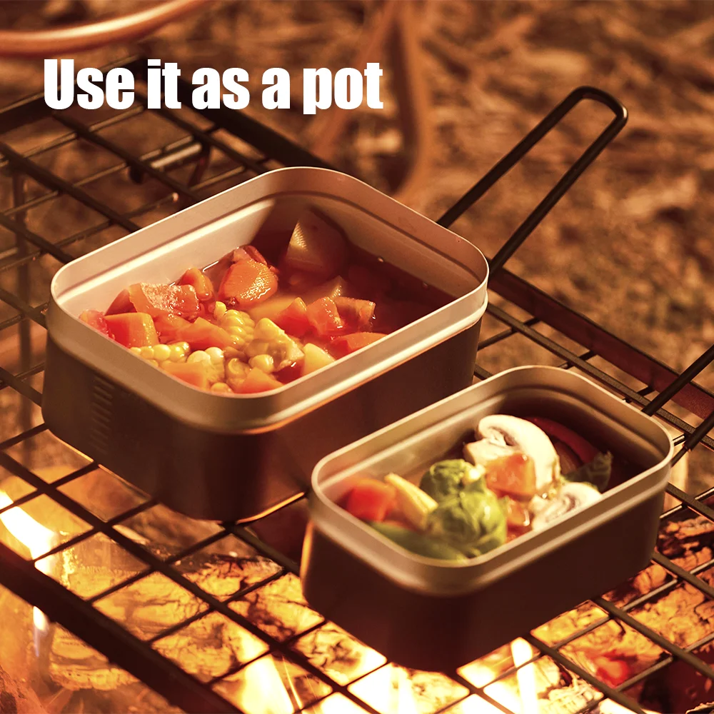 Hot Selling Portable Lightweight Outdoor Hiking Camping Mess Kit Custom Aluminum Mess Tin Box