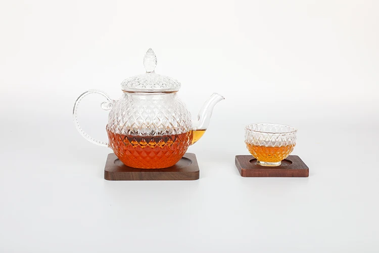 big size bamboo lid scented tea borosilicate glass teapot