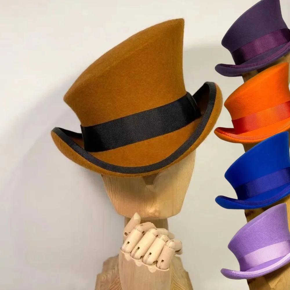 FREE SAMPLE Ladies Festival Church Party Hat Vintage felt formal slope top hat royal magician felt Derby Top Hats