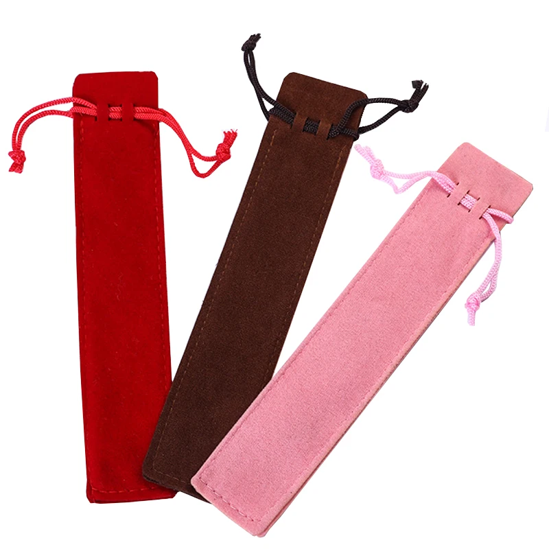 Flannelette Pen Bag Sleeve Holder Single Pencil Bag Case Gifts Velvet Pen Pouch With Rope