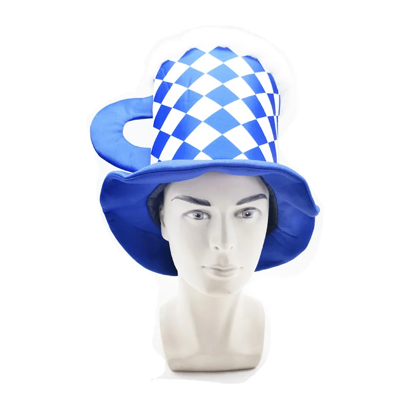 Wholesale blue Plush Beer Mug Hat Party Customized oktoberfest beer mug hat Bavarial party hat