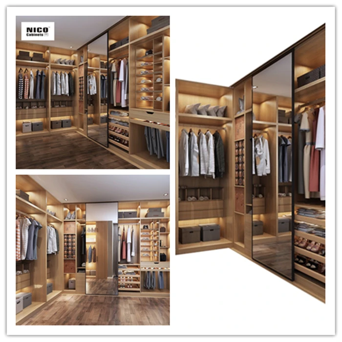 Nicocabinet custom modern style modular solid wood walk in robe bedroom wooden wardrobe designs photos