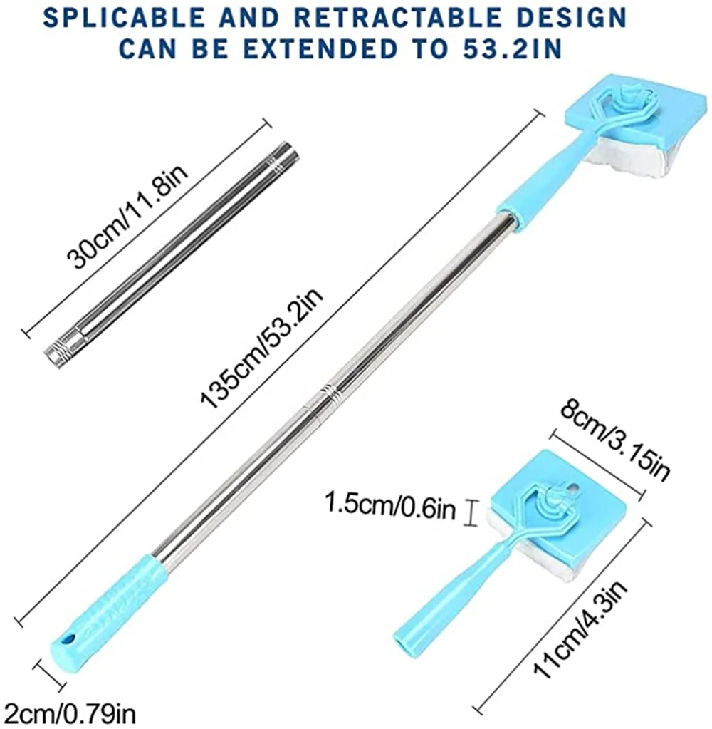 Baseboard Cleaner Tool with Handle Adjustable Baseboard Cleaning Mop Extendable Microfiber Dust Brush Cleaner