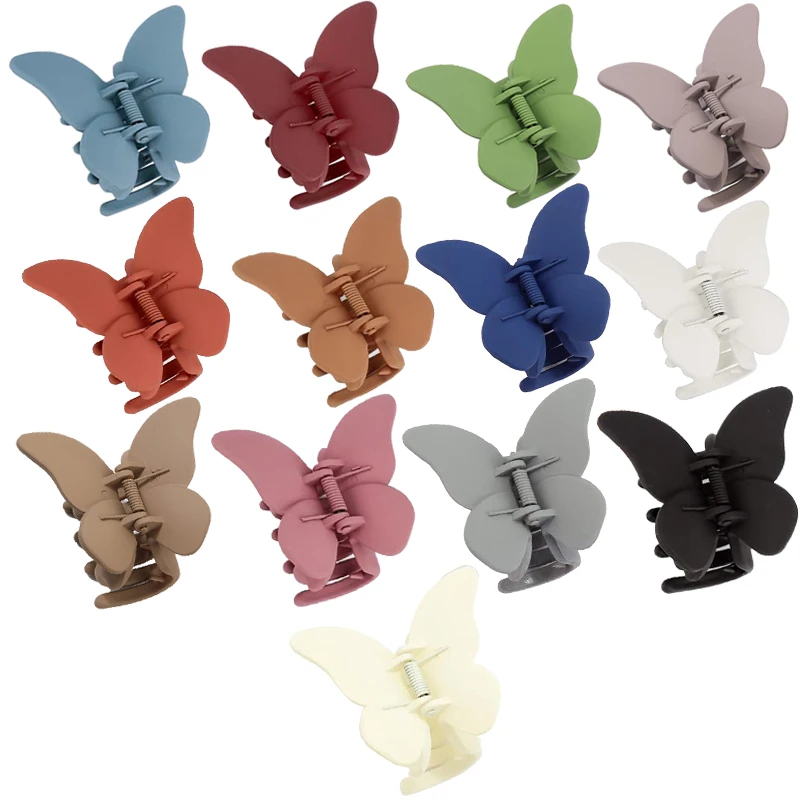 New Hair Accessories 13 Colors Frosted Paint Fashion Matte Big Butterfly Hair Claw Clips for Women Girls