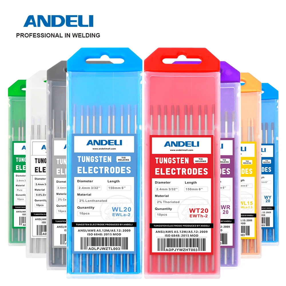 Сварочный прут ANDELI, вольфрамовые электроды 1,6/2,0/2,4/3,2 мм WT20/WC20/WL20/WL15/WZ8/WP/WY20/WR20 для сварочного аппарата tig