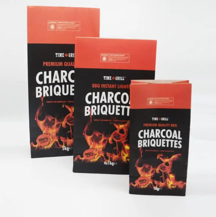 3kg 4kg 5kg 8kg 10kg BBQ Bag Coal Barbecue Charcoal Packaging Pouch Kraft Paper Charcoal Packaging Bag