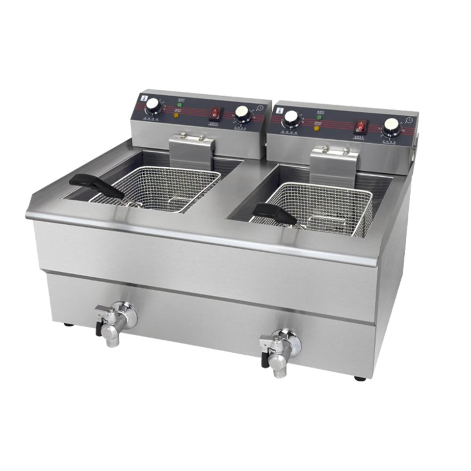 SC-181V-2 Electric Commercial Deep Fryer 18+18L with Choke Countertop Tank Basket Commercial Restaurant Kitchen