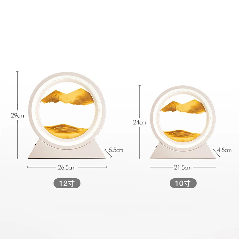NISEVEN Wholesale Office Desktop Glass Hourglass Artifact Led Lamp 3D Quicksand Painting Ornaments Home Decoration