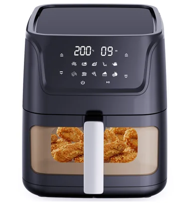 1500W 5.5L 10 Presets Digital Control Air Fryer 80-200 Degree Visible Observation Window With Ready Bell Ring