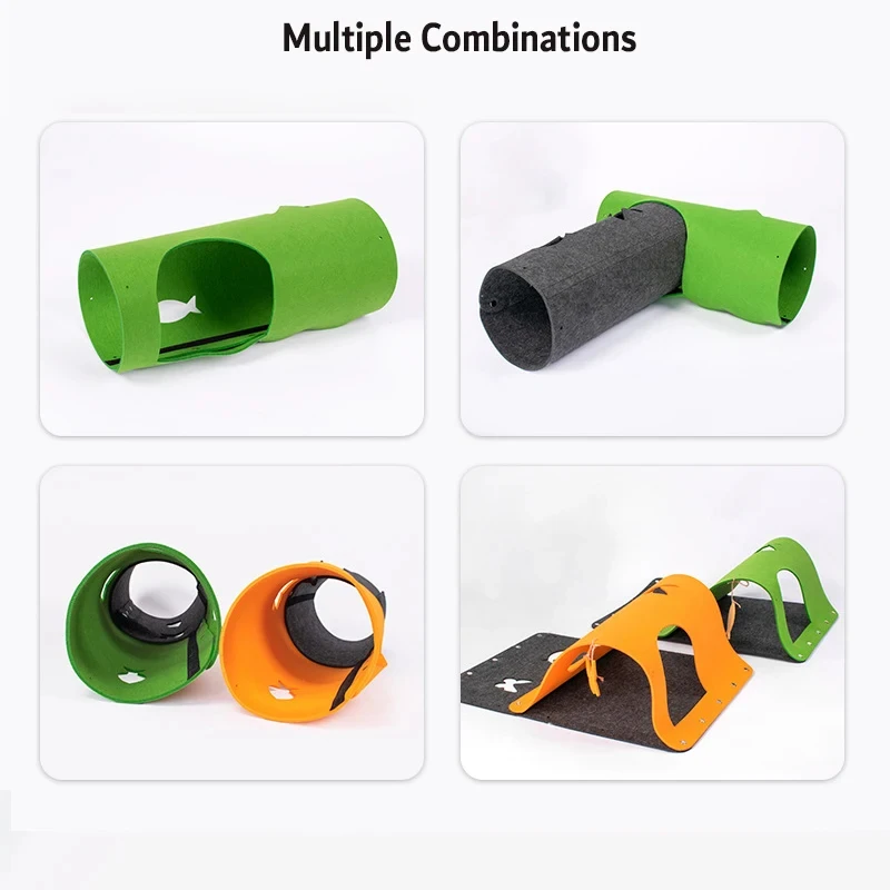 felt Cats Blanket Cat Tunnels Play, Mat Bed Mat Hunt and Chase Center for Kittens Cat Toy Activity Rug Toy Exercise