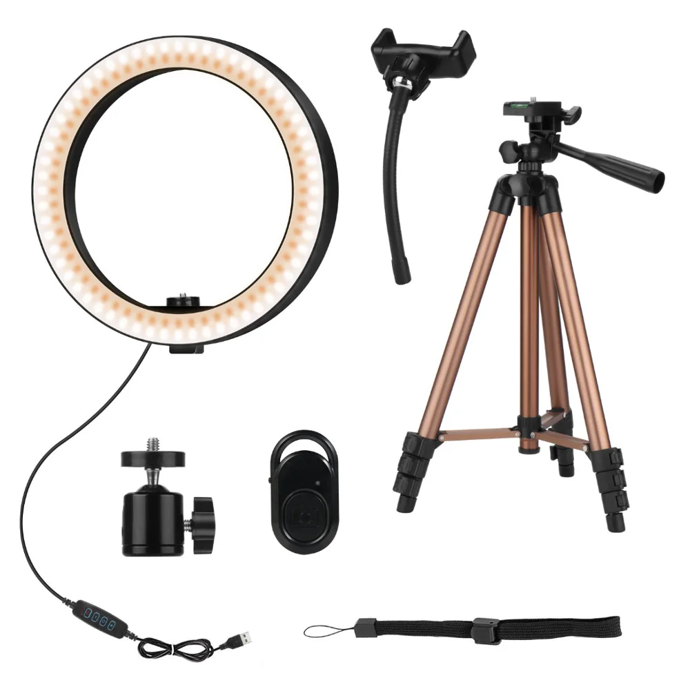 2 In 1 Tripod Make Up Streaming Ring Light With 10 Inch Ring Light