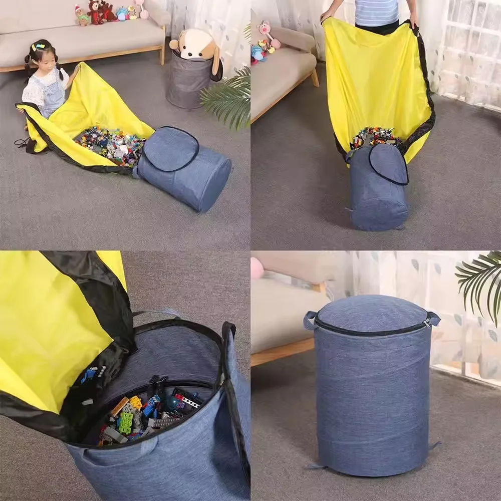 Collapsible toy storage bucket Lego doll storage basket Large capacity detachable play mat storage bucket