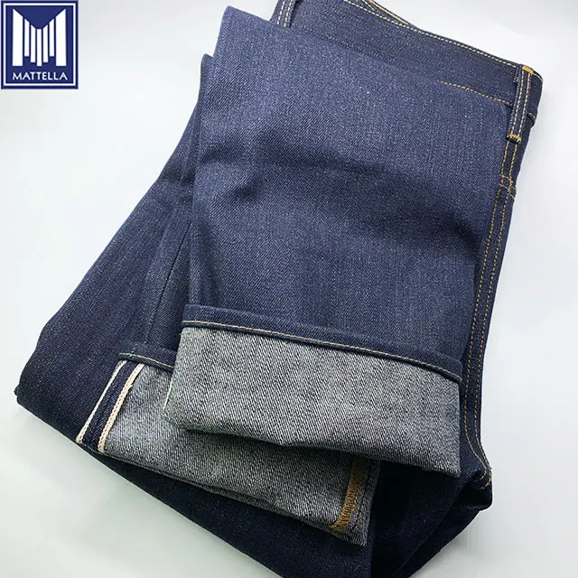 Super heavy projectile loom woven 16.5oz indigo Japanese denim selvedge fabric tela precio por metro for men jeans