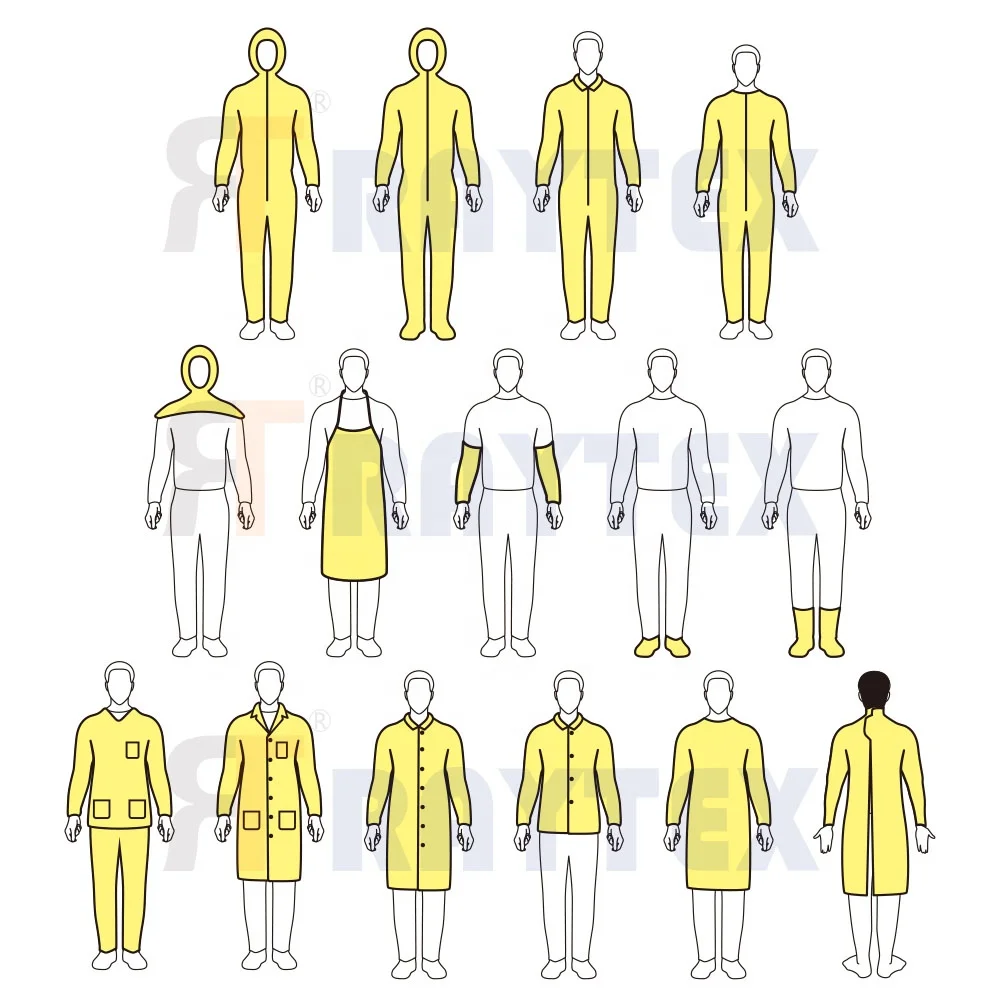 30303 SMS Disposable Protective Coveralls 45g with Hood Elastic Cuffs and Ankles Water-Proof PP and Nonwoven biosecurity suit