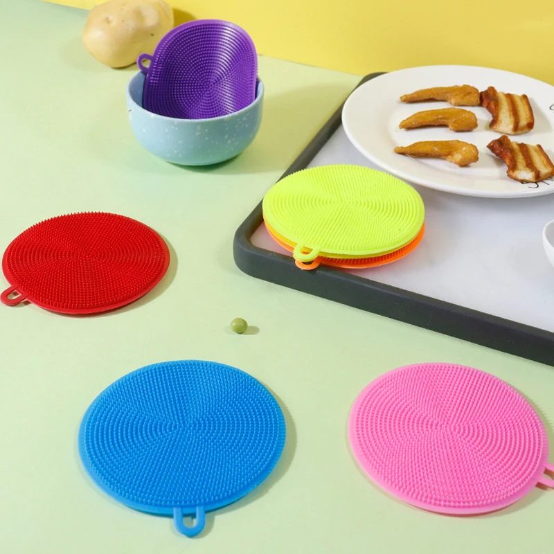 Soft Silicone Dishwashing Pot Pan Sponge Scrubber Fruit Vegetable Cleaning Brush For Kitchen