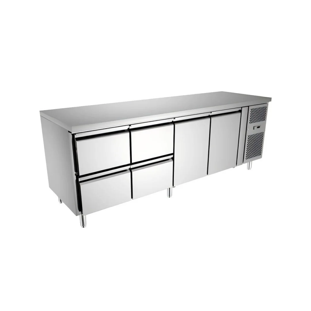 Commercial 3-Door Counter Refrigerator Air Cooling Workbench 420L Capacity Stainless Steel Worktop 3-Door Refrigerator