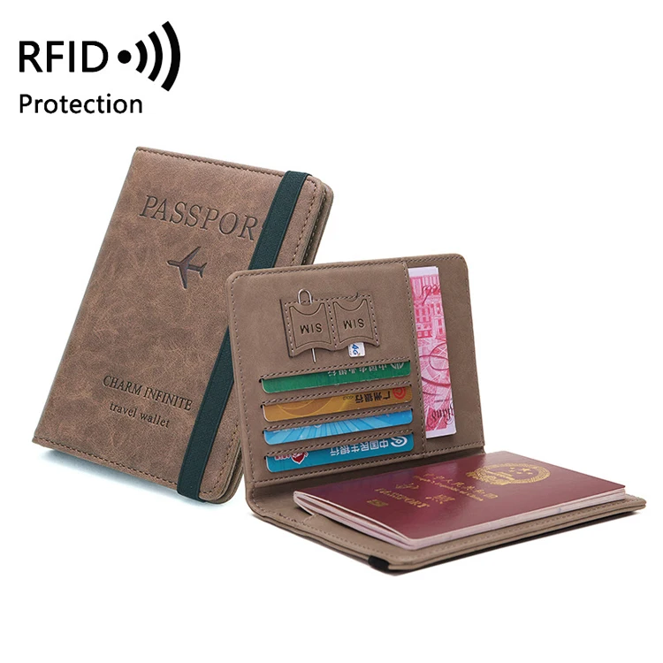 Hot Selling Rfid Blocking Pu Leather Passport Cover Multi Card Wallet Case Travel Passport Cover Holder
