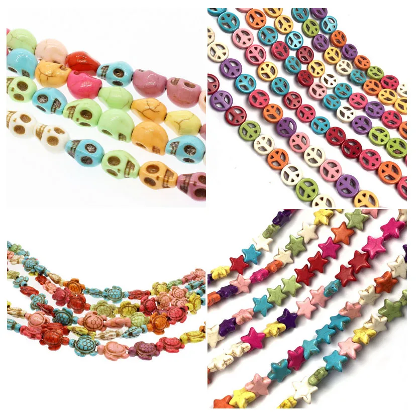 Cheap Multicolor Various Shapes Howlite Turquoise, Magnesite Carved beads for Jewelry Making