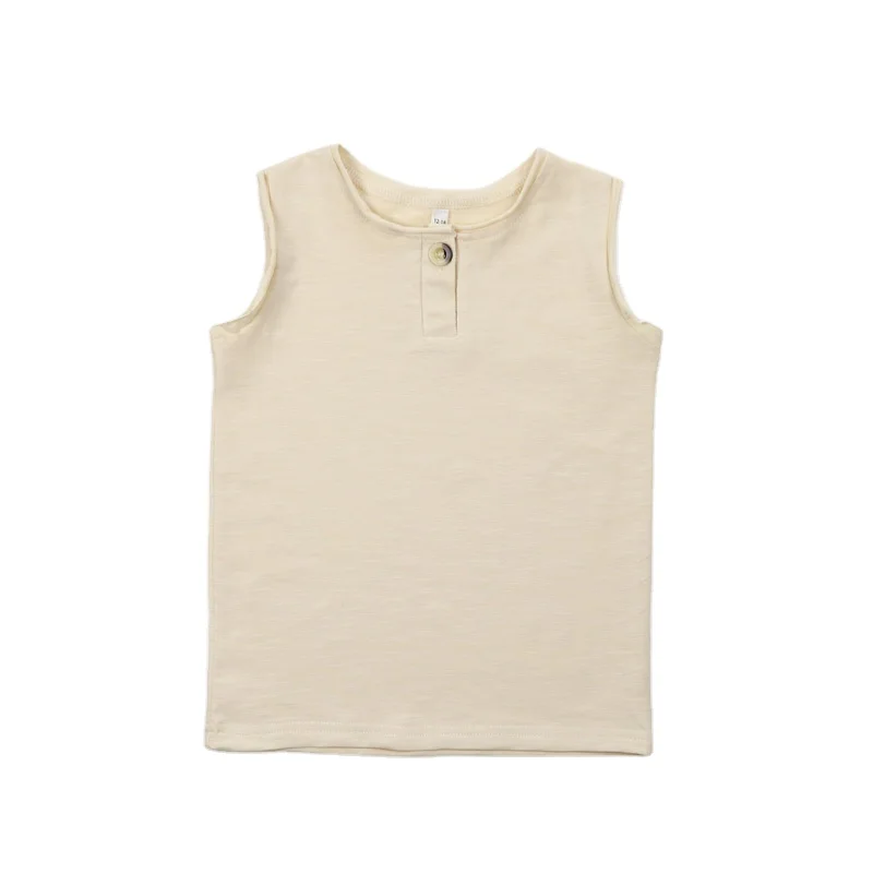 
White Summer Hot Sale High Quality Organic Bamboo Cotton Wholesale Sleeveless Baby T-shirt 