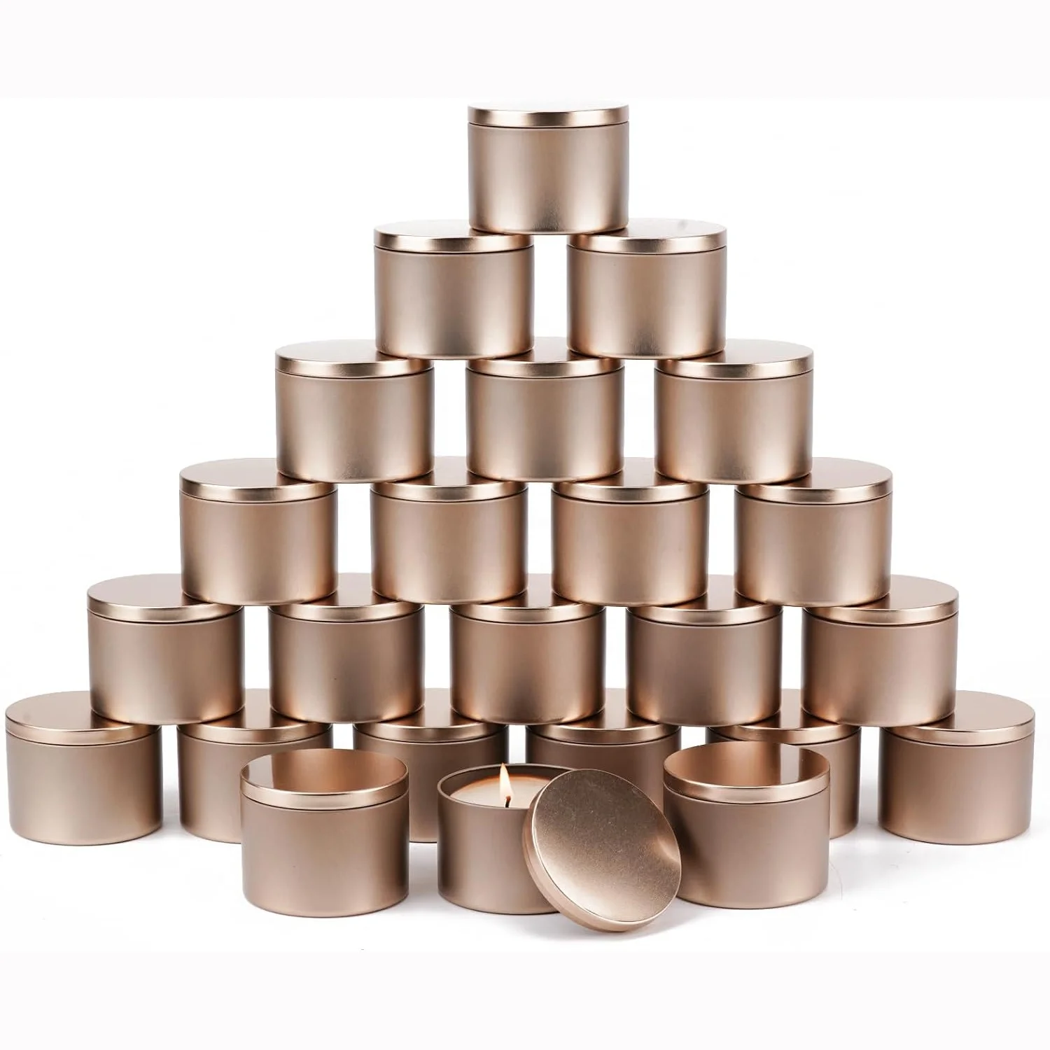 Wholesale Rose Gold 4 Ounce Empty Round Jars Candle Making Candy Spice Crafts Storage Tin Can