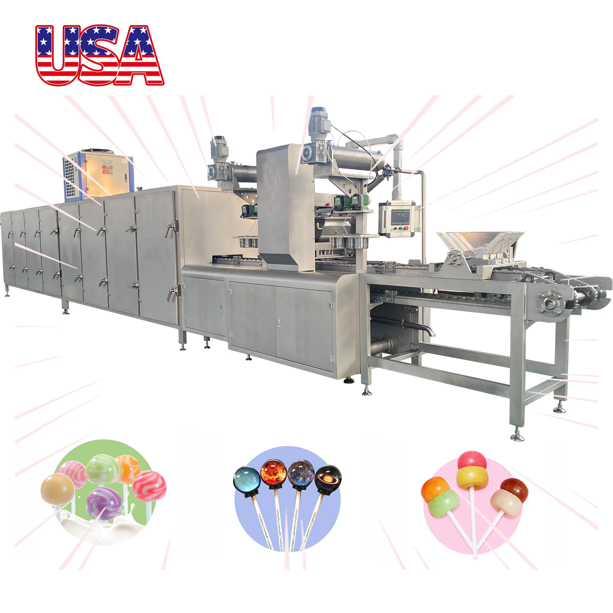 Customized hard lollipop production line flat lollipop molding forming machine for lollipop depositing